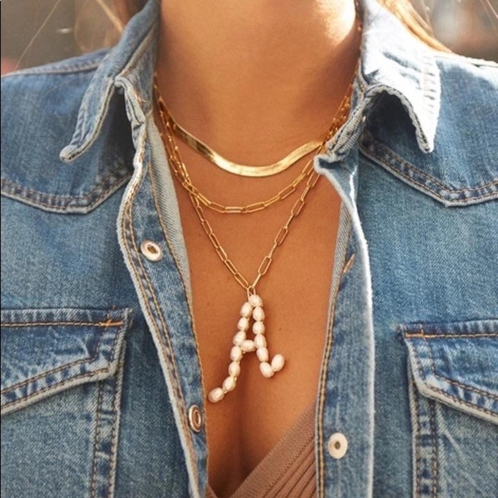 Pearl initial necklace